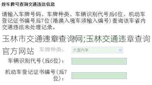 玉林市交通违章查询网;玉林交通违章查询官方网站