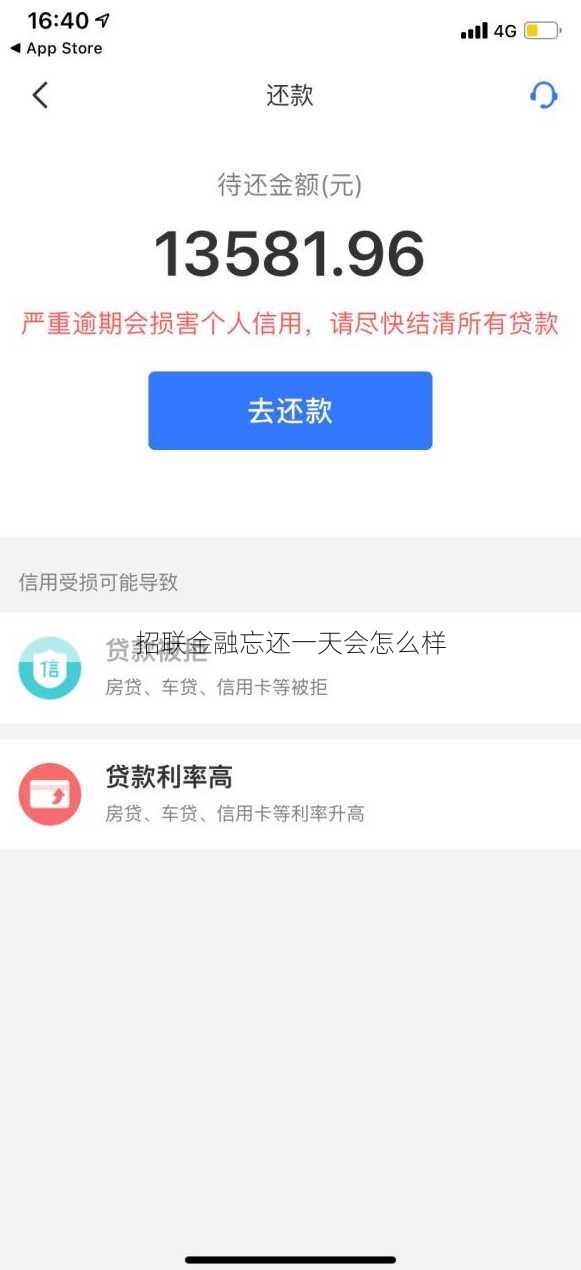 招联金融忘还一天会怎么样