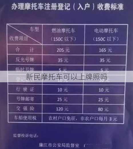 新民摩托车可以上牌照吗