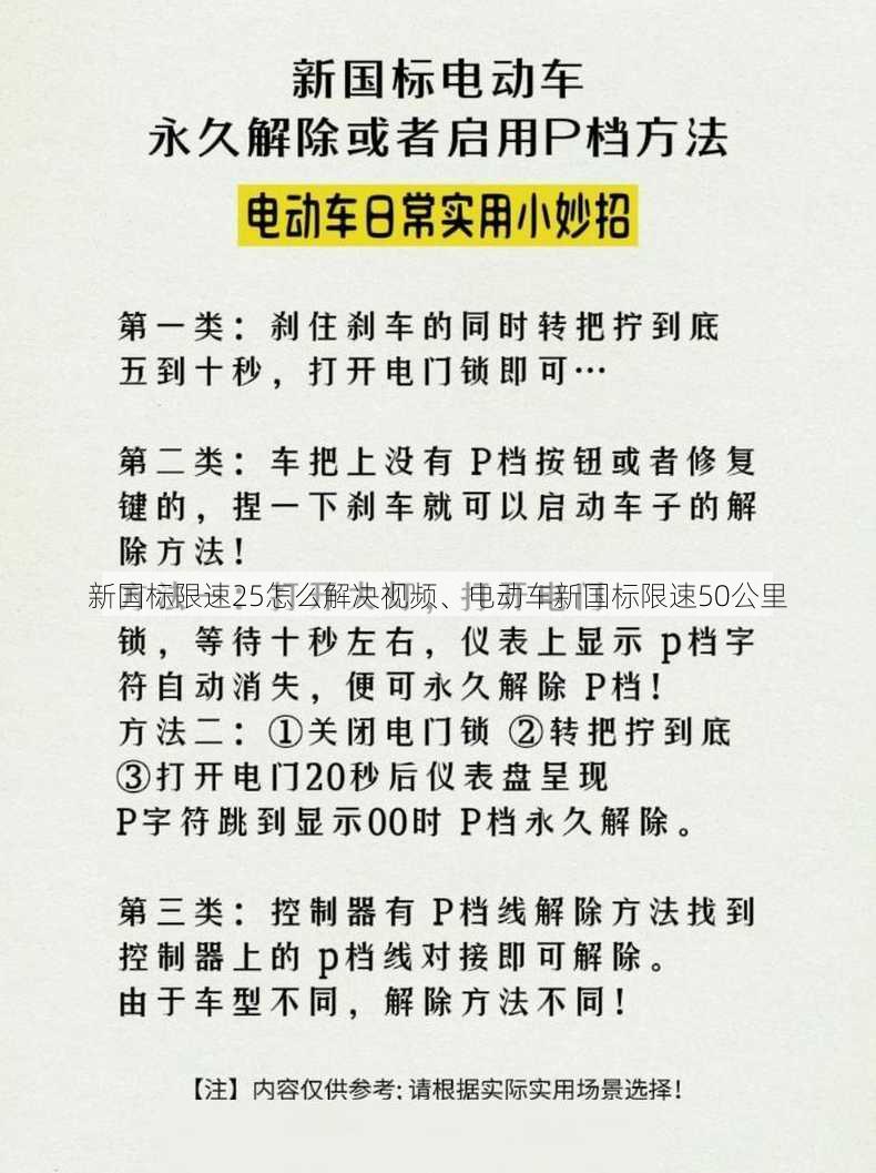 新国标限速25怎么解决视频、电动车新国标限速50公里