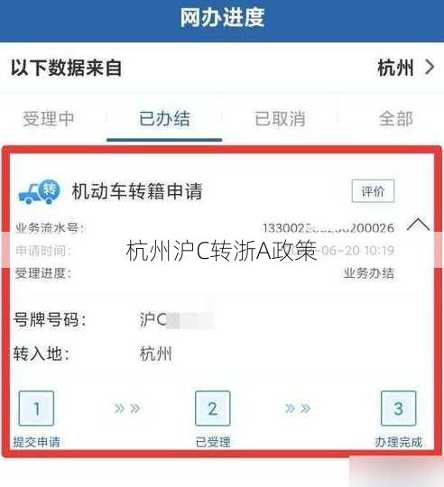 杭州沪C转浙A政策