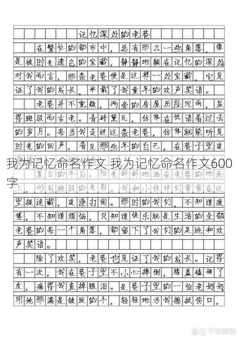 我为记忆命名作文 我为记忆命名作文600字