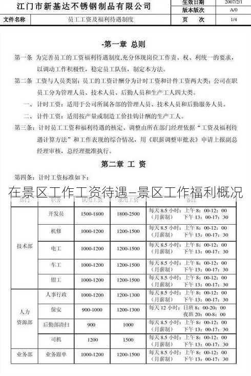 在景区工作工资待遇—景区工作福利概况