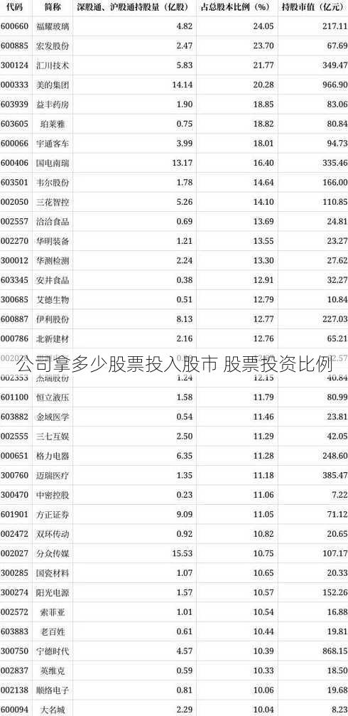 公司拿多少股票投入股市 股票投资比例