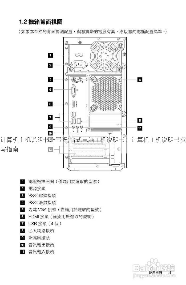 计算机主机说明书咋写呀;台式电脑主机说明书：计算机主机说明书撰写指南