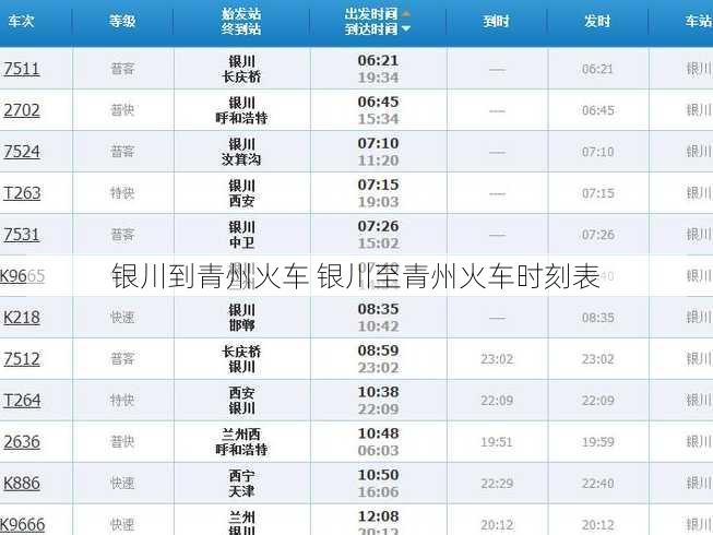 银川到青州火车 银川至青州火车时刻表