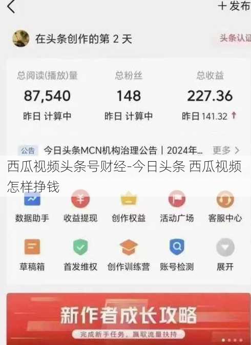 西瓜视频头条号财经-今日头条 西瓜视频 怎样挣钱