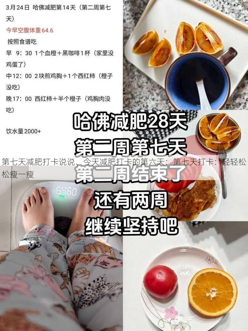 第七天减肥打卡说说、今天减肥打卡的第六天：第七天打卡：轻轻松松瘦一瘦