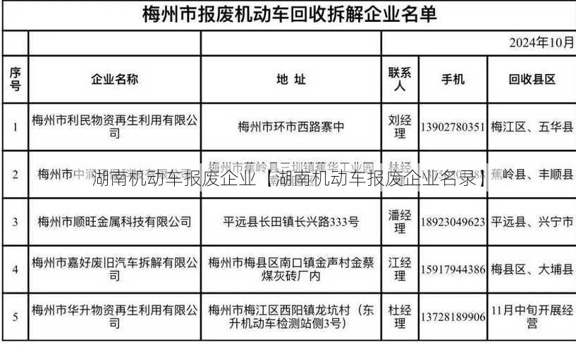 湖南机动车报废企业【湖南机动车报废企业名录】