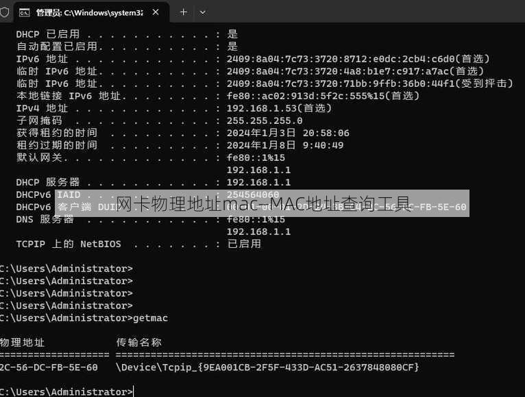 网卡物理地址mac—MAC地址查询工具