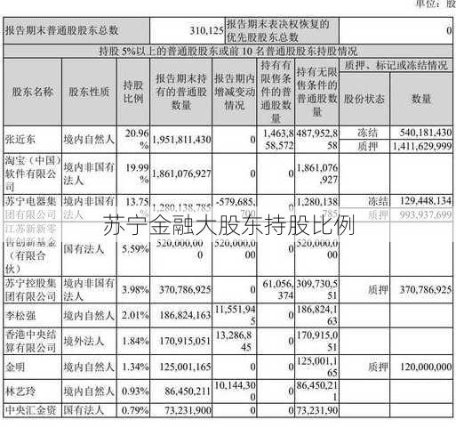 苏宁金融大股东持股比例