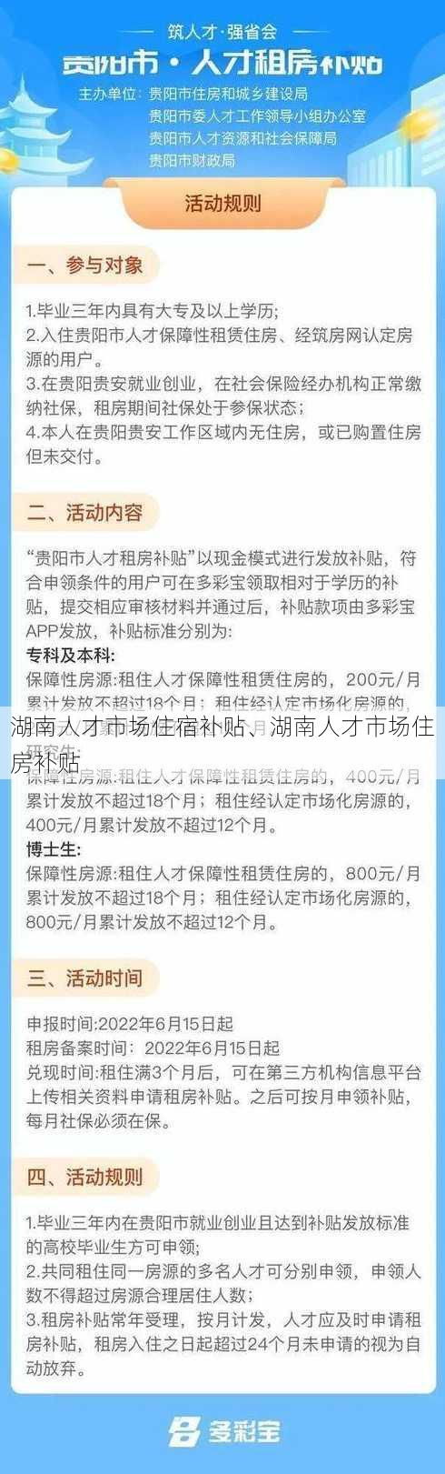 湖南人才市场住宿补贴、湖南人才市场住房补贴