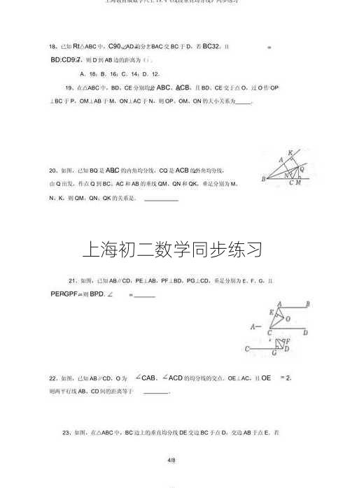 上海初二数学同步练习