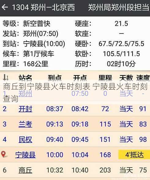 商丘到宁陵县火车时刻表 宁陵县火车时刻查询