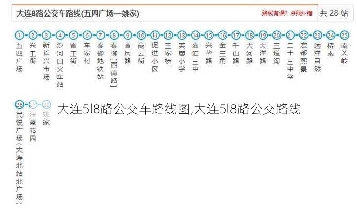 大连5l8路公交车路线图,大连5l8路公交路线