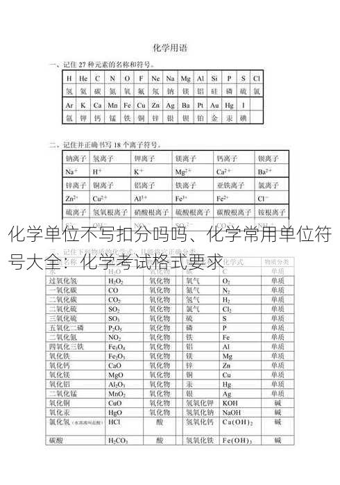 化学单位不写扣分吗吗、化学常用单位符号大全：化学考试格式要求