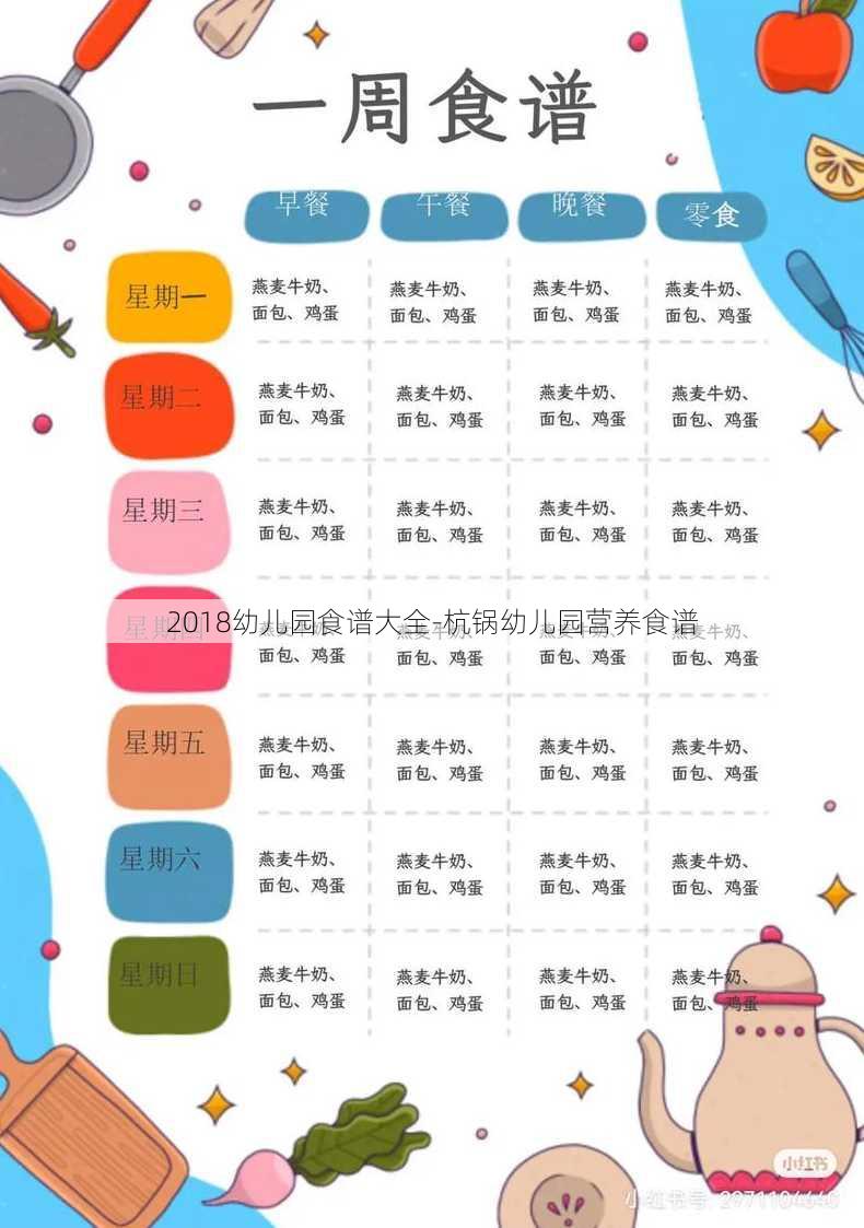 2018幼儿园食谱大全-杭锅幼儿园营养食谱