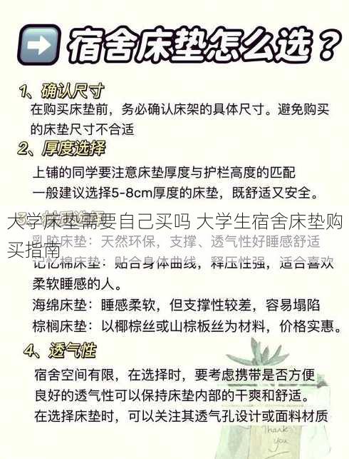 大学床垫需要自己买吗 大学生宿舍床垫购买指南