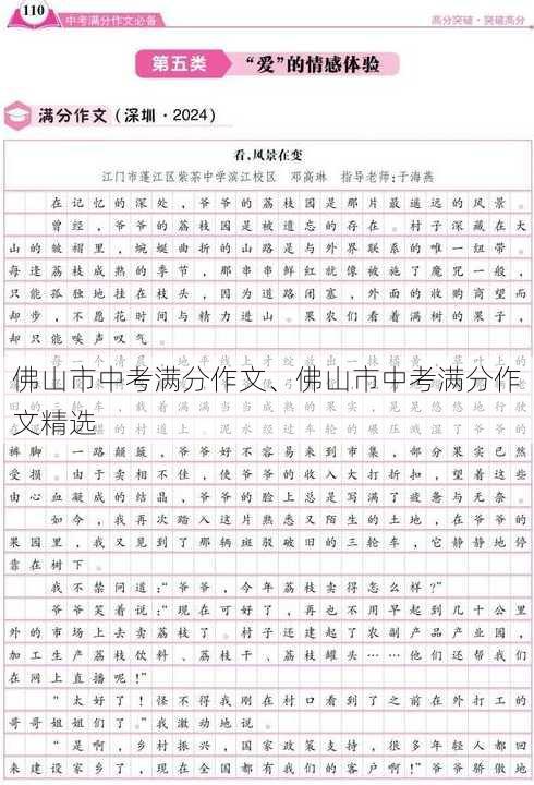 佛山市中考满分作文、佛山市中考满分作文精选