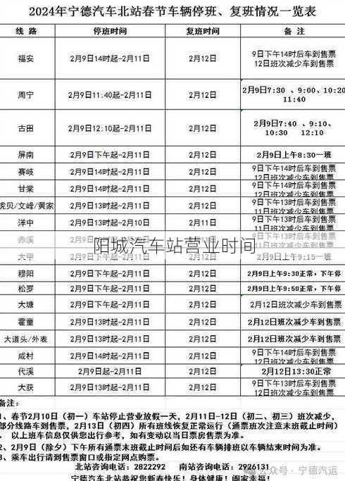 阳城汽车站营业时间