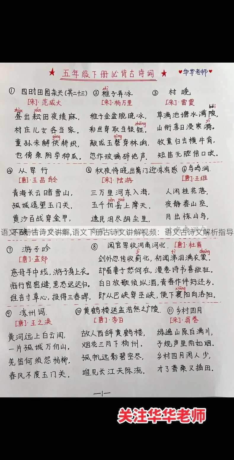 语文下册古诗文讲解,语文下册古诗文讲解视频：语文古诗文解析指导