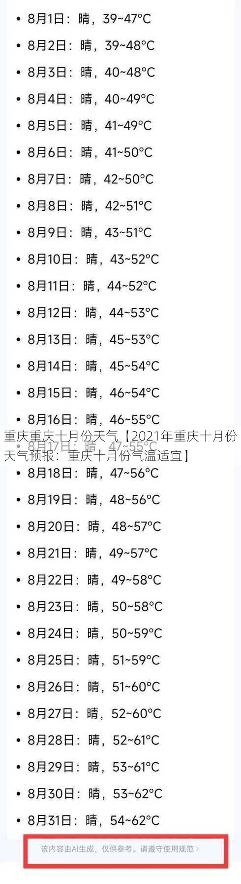 重庆重庆十月份天气【2021年重庆十月份天气预报：重庆十月份气温适宜】