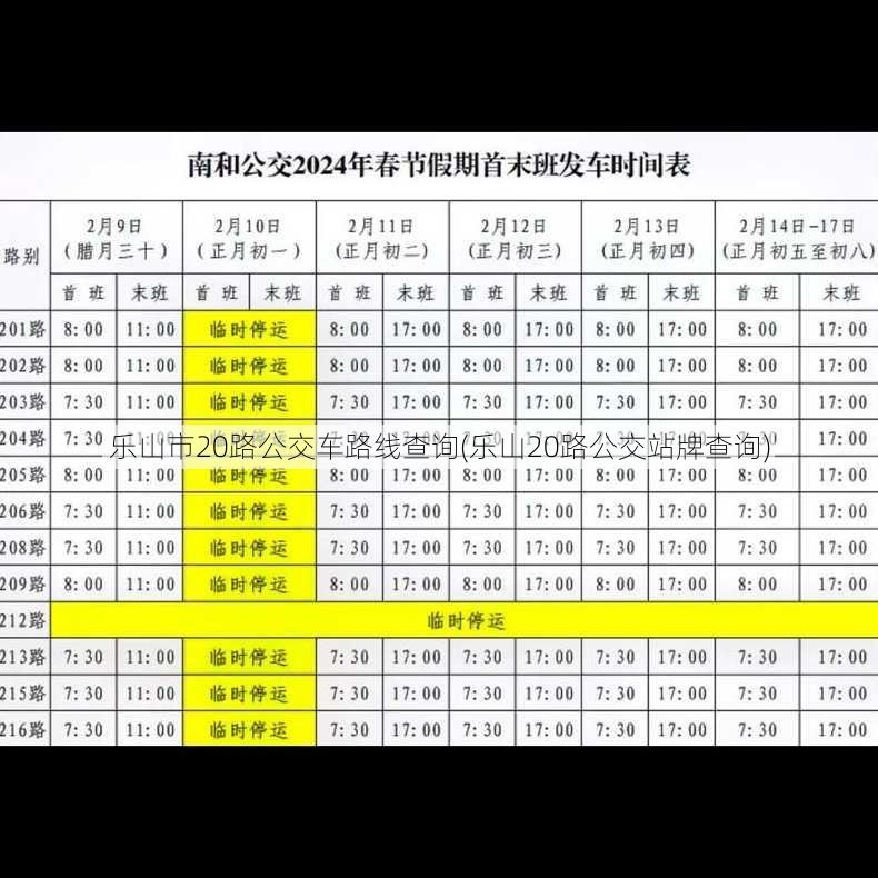 乐山市20路公交车路线查询(乐山20路公交站牌查询)