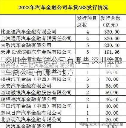 深圳金融车贷公司有哪些 深圳金融车贷公司有哪些地方