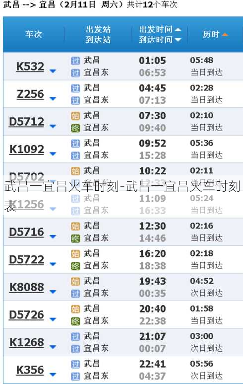 武昌一宜昌火车时刻-武昌一宜昌火车时刻表